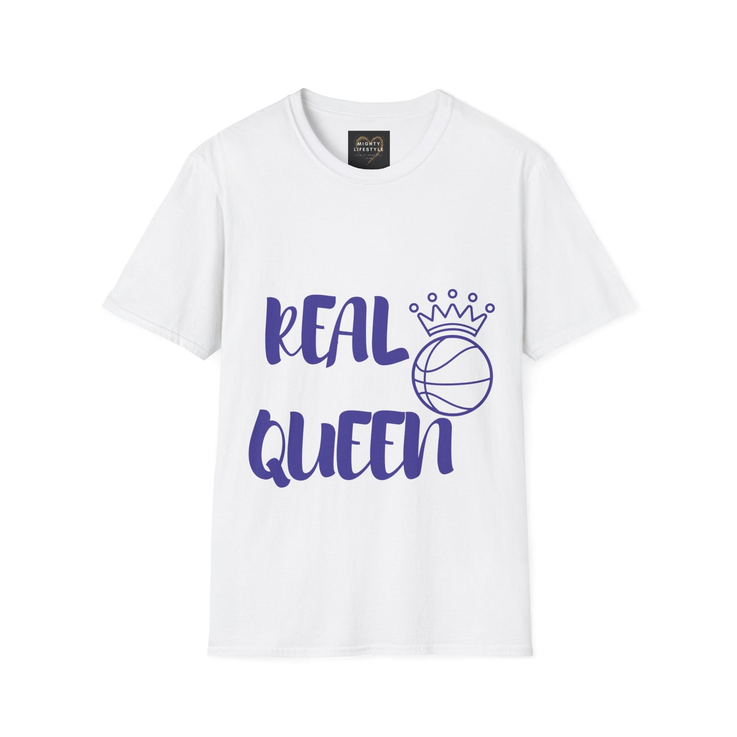 Real Queen Purple Font  | Basketball Shirt | Sports Shirt | Baller Shirt | Mighty Lifestyle |  Softstyle T-Shirt