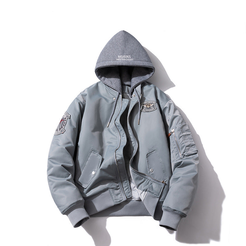 Retro Baseball Jacket unisex Padded Thickened Jacket Couples' Oversized Flight Jacket