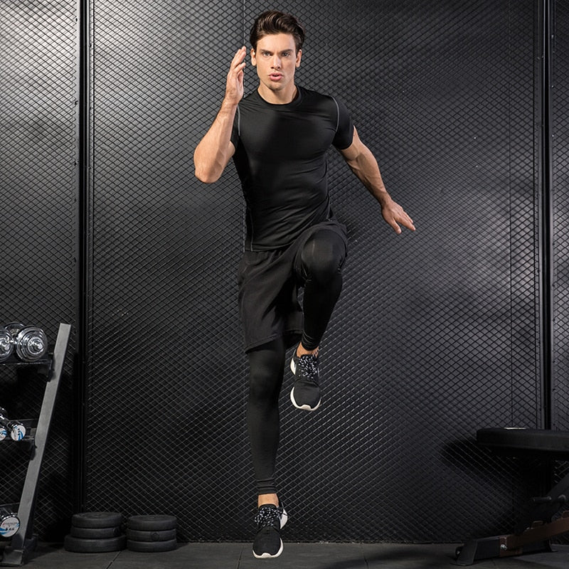 Men’s Quick-Dry Compression Sport Shirt – Running, Fitness, Soccer, Basketball & Gym Jersey
