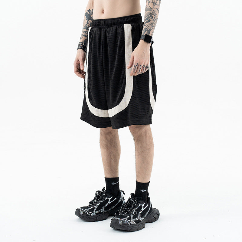 Men's Basketball Shorts Mesh Splicing Loose Wide Leg Five-Point Pants