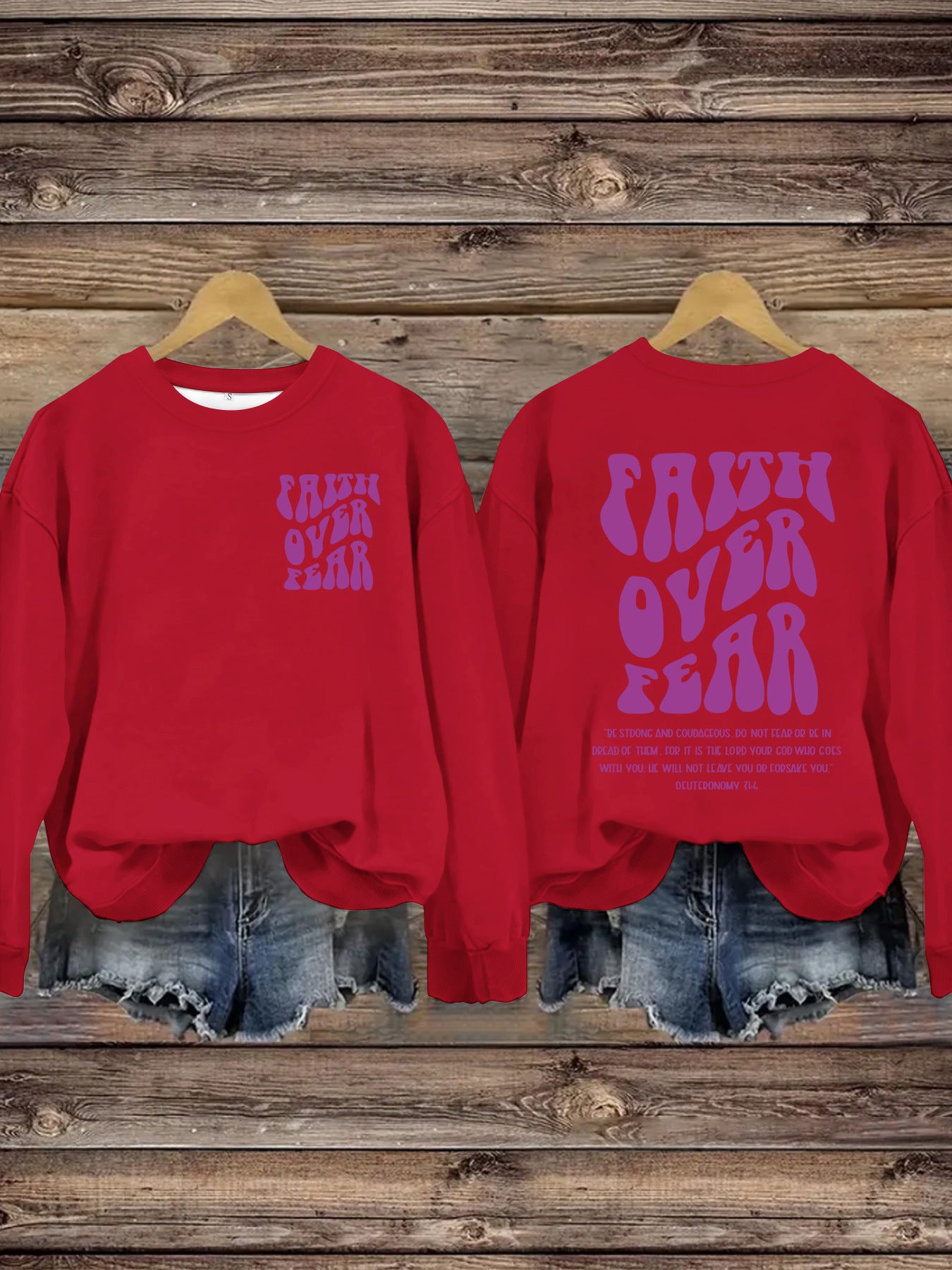FAITH OVER FEAR Hoodie Long Sleeve Shirt – Christian Graphic Sweatshirt for Women | Faith-Based Comfort Top | Inspirational Jesus Apparel
FAITH OVER FEAR Printed Casual Round Neck Long Sleeve Hoodie Faith Based Shirt
