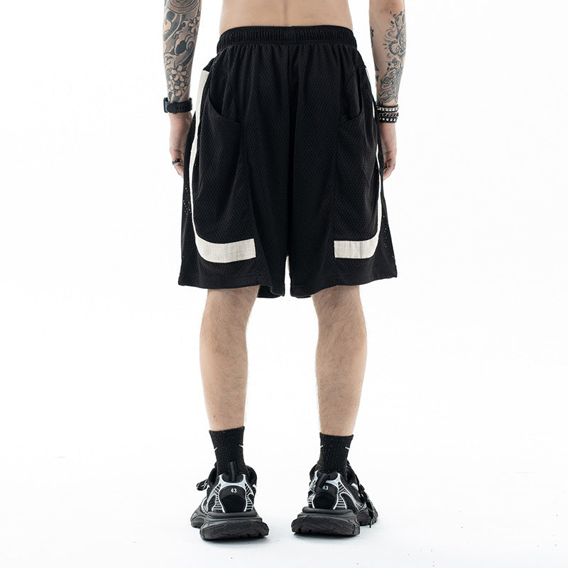 Men's Basketball Shorts Mesh Splicing Loose Wide Leg Five-Point Pants