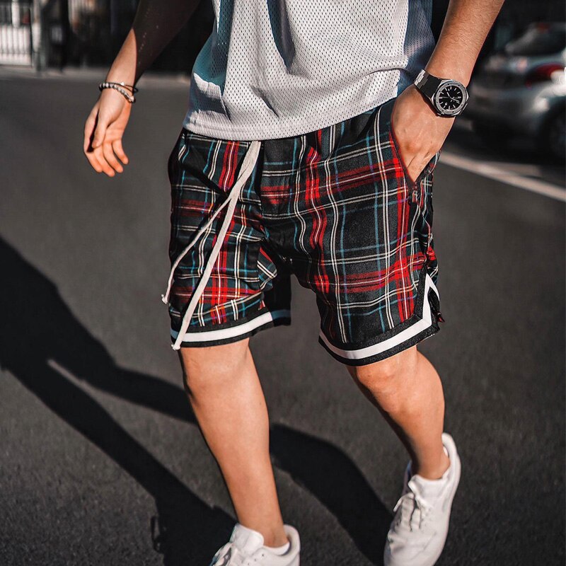 Mighty Lifestyle Men’s Plaid Hip Hop Shorts | Loose-Fit Fitness and Streetwear Shorts