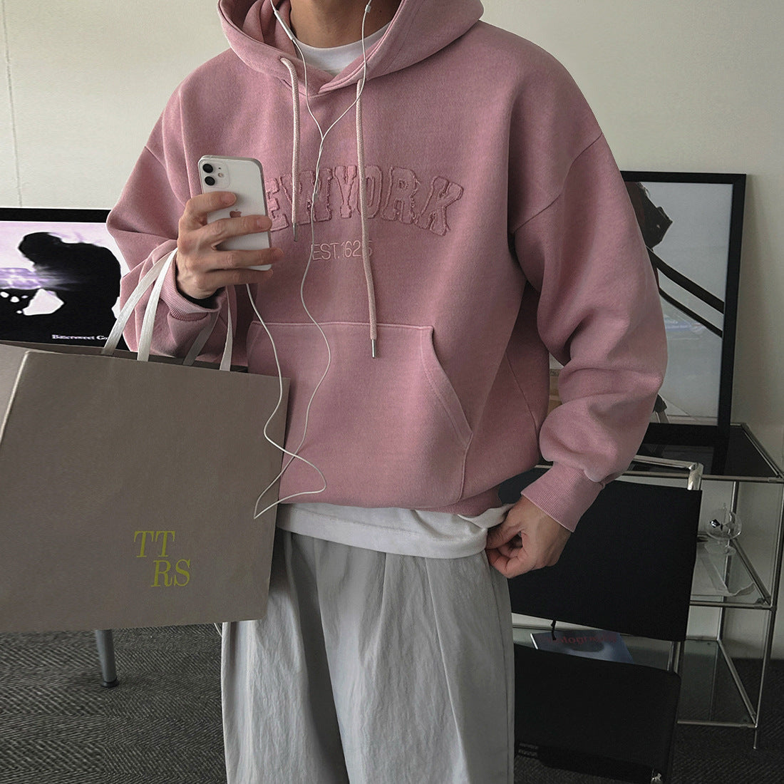 NY Oversized Letter Hoodie Unisex – Loose Fit Casual Streetwear Pullover Sweatshirt for Fall Winter, Trendy Everyday Comfort Hoodie