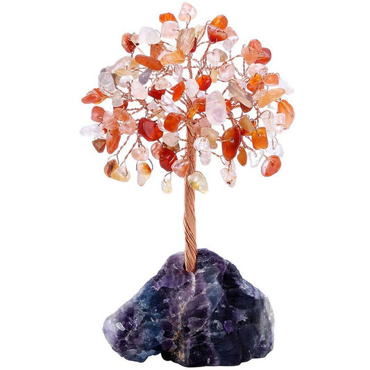 Natural Crystal Tree | crystal wool mineral fluorite base, fortune tree chakra amethyst powder crystal ornament