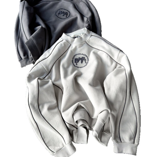 Oversized Embroidered Logo Hoodie – Modern Streetwear Pullover  Embroidered letter patchwork loose hoodie