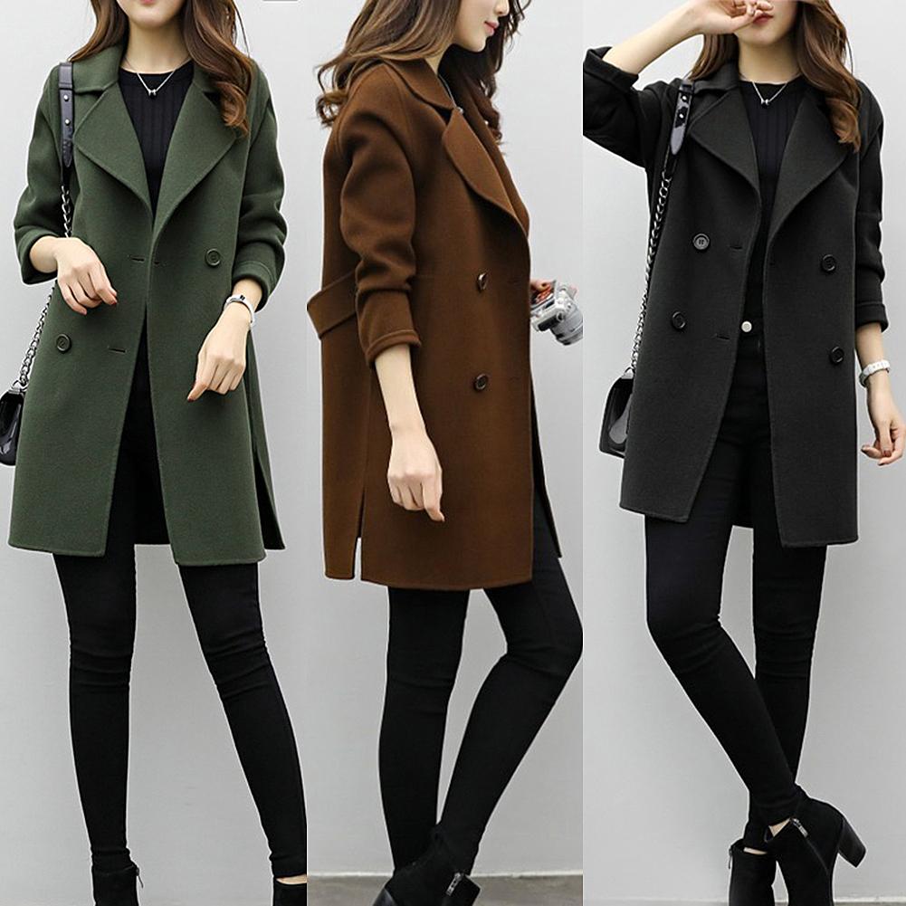 ML Two Breasted Ladies Long Sleeve Loose Suit Coat Jacket Women blazers Female Solid Color Long Suit loose sliming jacket | ML Double-Breasted Women’s Long Coat – Slimming Loose Fit Blazer Jacket | Fall & Winter Fashion for Women