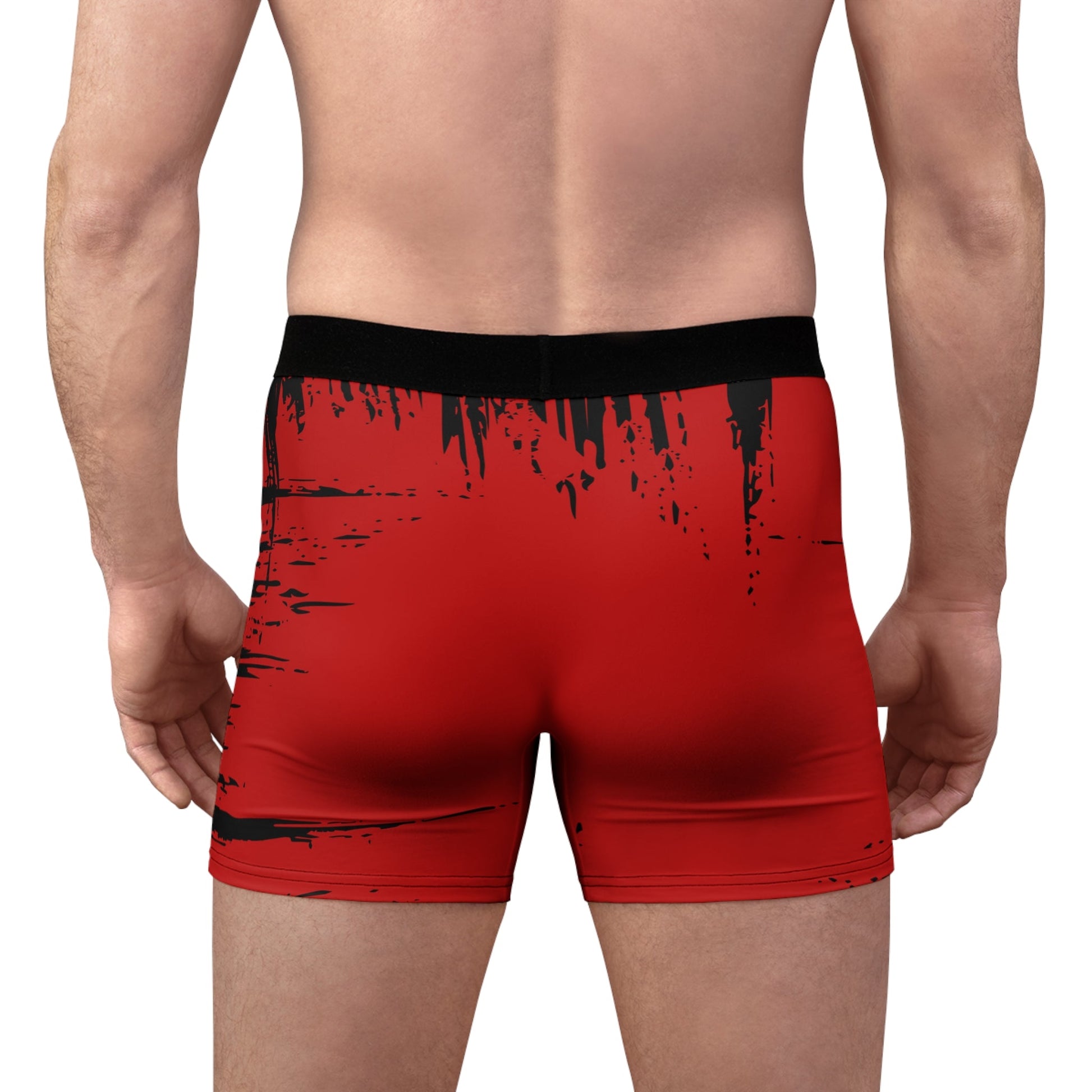 500 Strokes, Real Men Give 500 Strokes Underwear in Printed Splash Red BlackMen's Boxer Briefs - Mighty Lifestyle