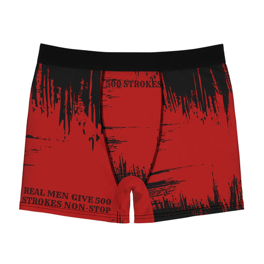 500 Strokes, Real Men Give 500 Strokes Underwear in Printed Splash Red BlackMen's Boxer Briefs - Mighty Lifestyle