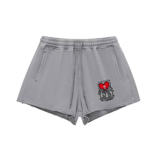 Hearts Above Inspired By Artistry of RH Snow Washed Raw Edge Drawstring Shorts