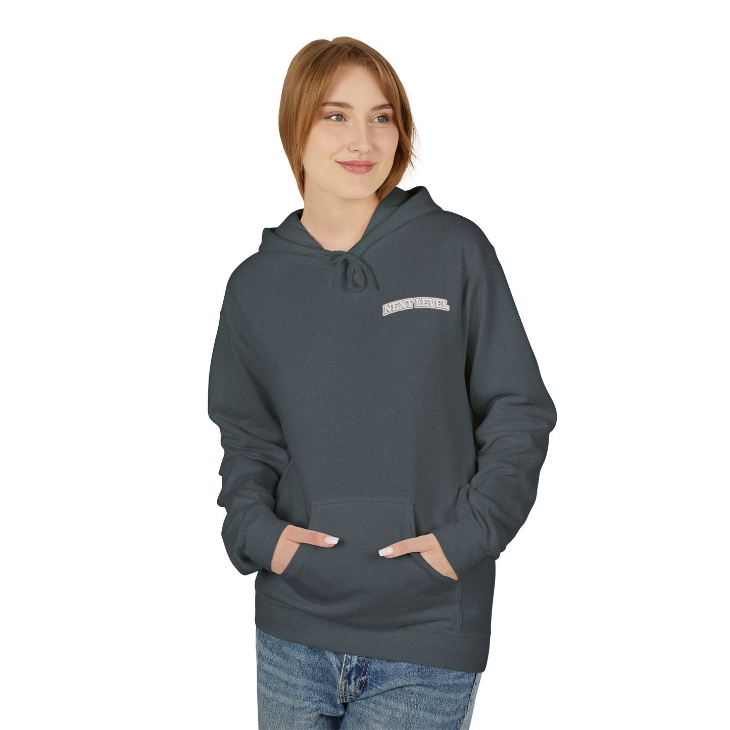 Majestic Vertical Text Hoodie — Minimal White Graphic Pullover Christian Hoodie Godly Hoodie Sports Hoodie Mighty Lifestyle Hoodie