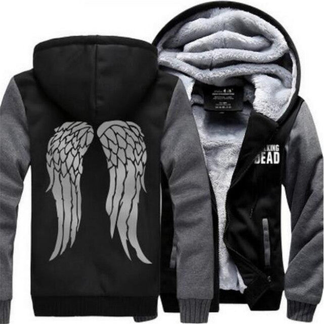 The Walking Dead Hoodie | Hooded Jacket| Hoodie Zombie Daryl Dixon | Halloween Hoodie|Wings Winter Sweatshirts