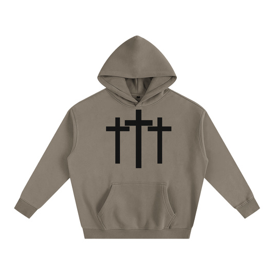 Three Cross Triple Cross Faith Based Oversize Fleeced Hoodie