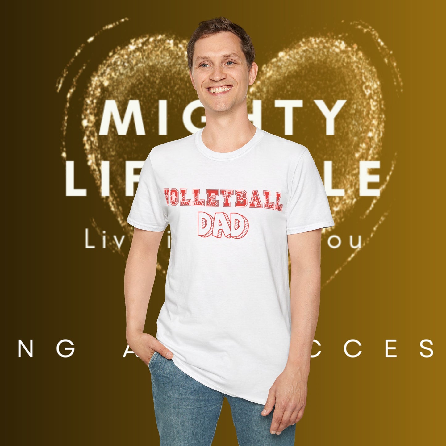 Volleyball Dad | Volleyball Shirt | Sports Shirt | Gift for Dad Gift for Father | Baller Shirt | Mighty Lifestyle |  Softstyle T-Shirt