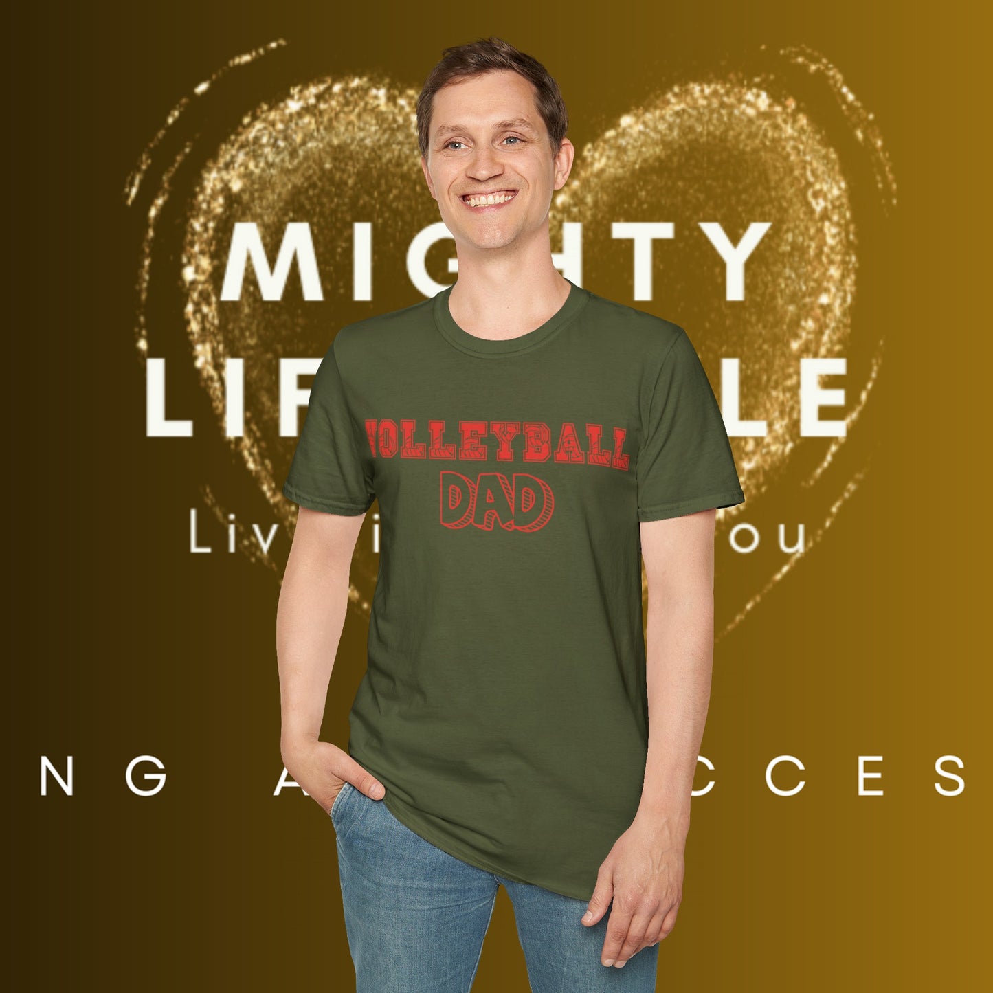 Volleyball Dad | Volleyball Shirt | Sports Shirt | Gift for Dad Gift for Father | Baller Shirt | Mighty Lifestyle |  Softstyle T-Shirt