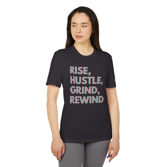BW Adidas Adult Unisex Rise, Hustle, Grind, Rewind Motivational Basketball Tee Sports T-shirt Wick Away Moisture