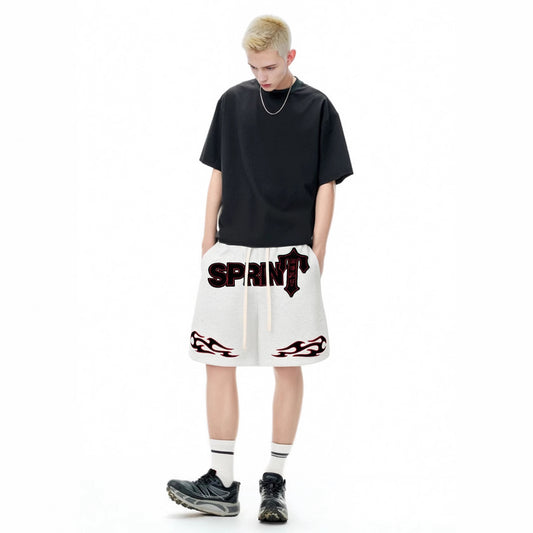 Sprint Basketball Shorts Letter Embroidery Athletic Shorts Unisex High Street Vibe Basketball Loose Five-Quarter Pants