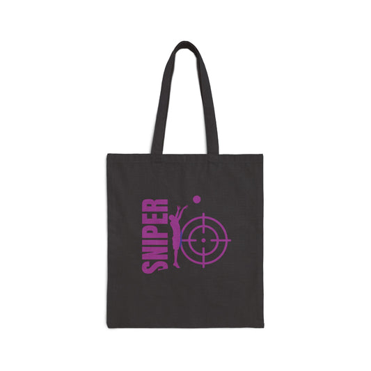 BW Sniper & Basketball Graphic Cotton Canvas Tote Bag - Durable for Everyday Use