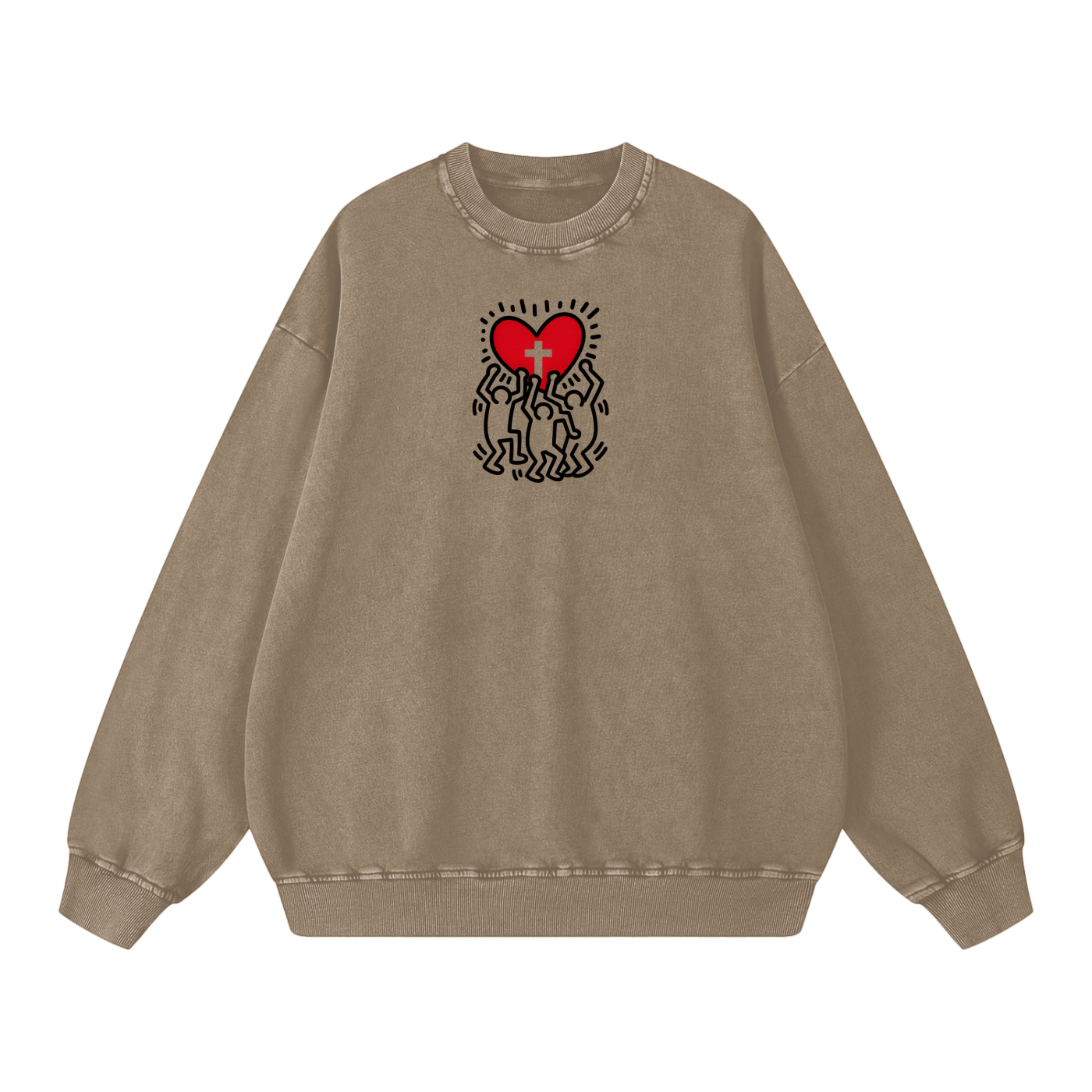 Hearts Above Inspired by Artistry of R H. Acid Wash Oversize Sweatshirt