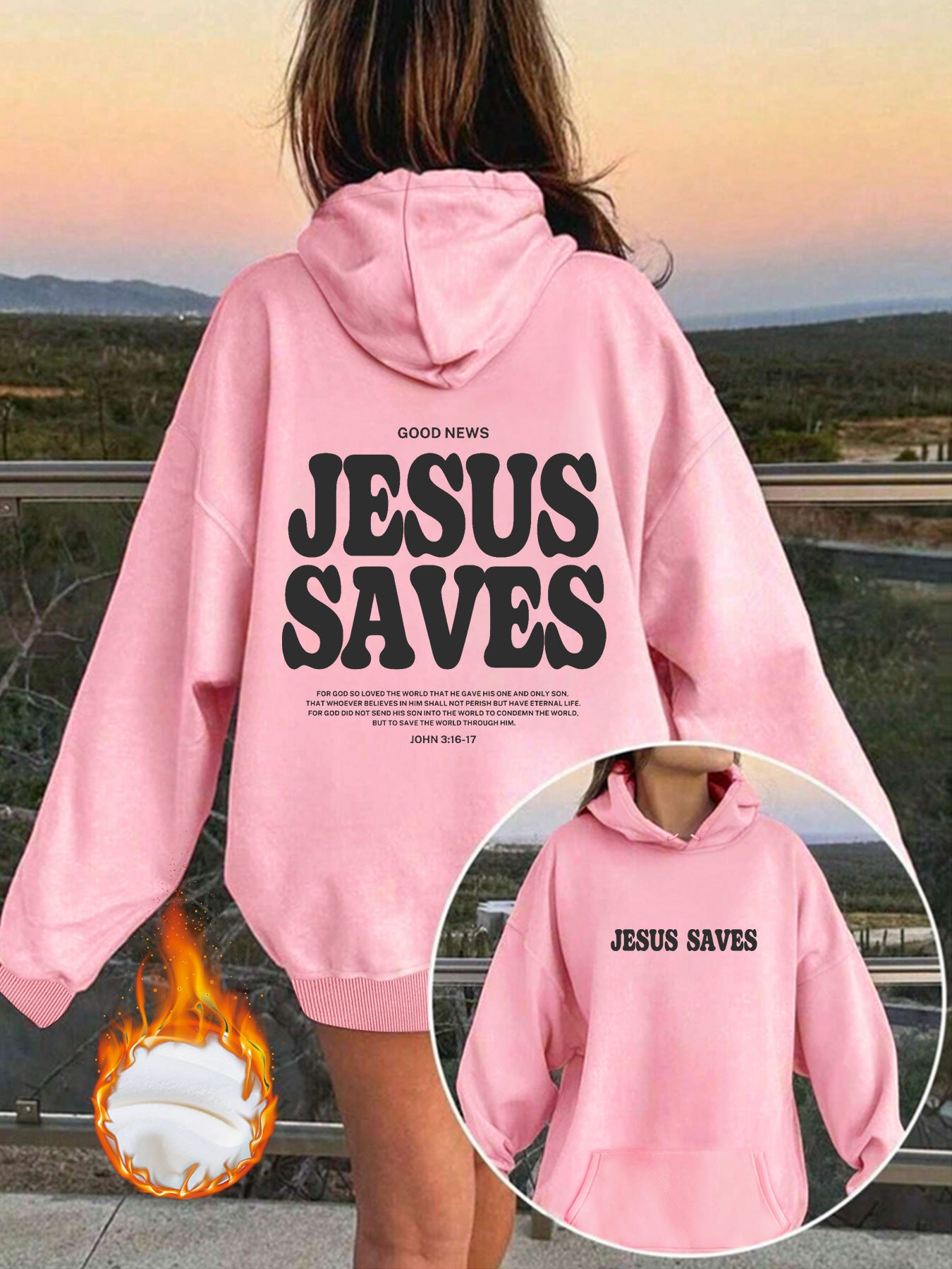 Jesus Saves Hoodie for Women – Christian Faith Pullover Hoodie with Yeshua Message, Relaxed Fit Streetwear Christian Hoodie