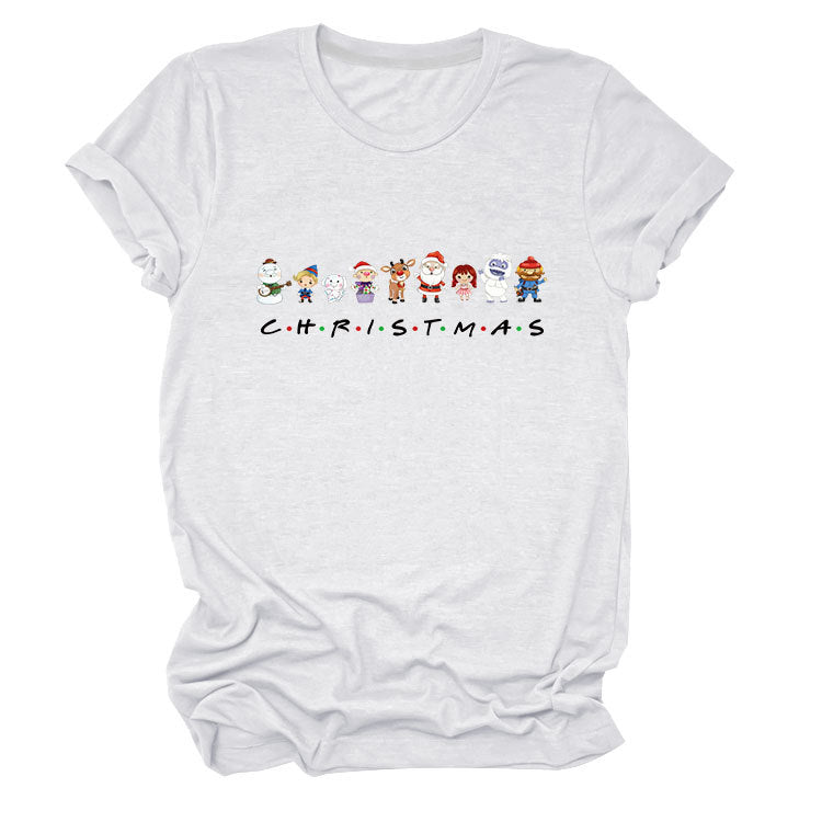 Geometric Christmas T-Shirt for Men & Women – Round Neck Short Sleeve Holiday Graphic Tee, Loose Fit Casual Unisex Cotton Top