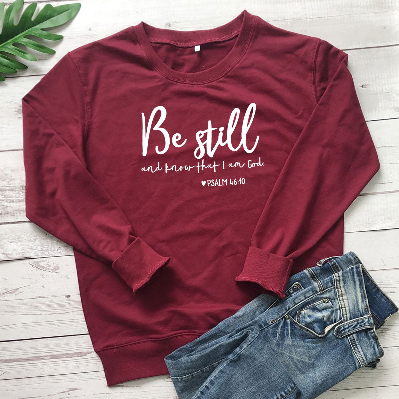 Be Still and Know Sweatshirt – Psalm 46:10 Christian Pullover | Women’s Faith Hoodie | Religious Comfort Crewneck | Spiritual Gift Be Still And Know That I Am God Pslam 46:10 Sweatshirts Women Religious Christian Hoodies Vintage Jesus Faith