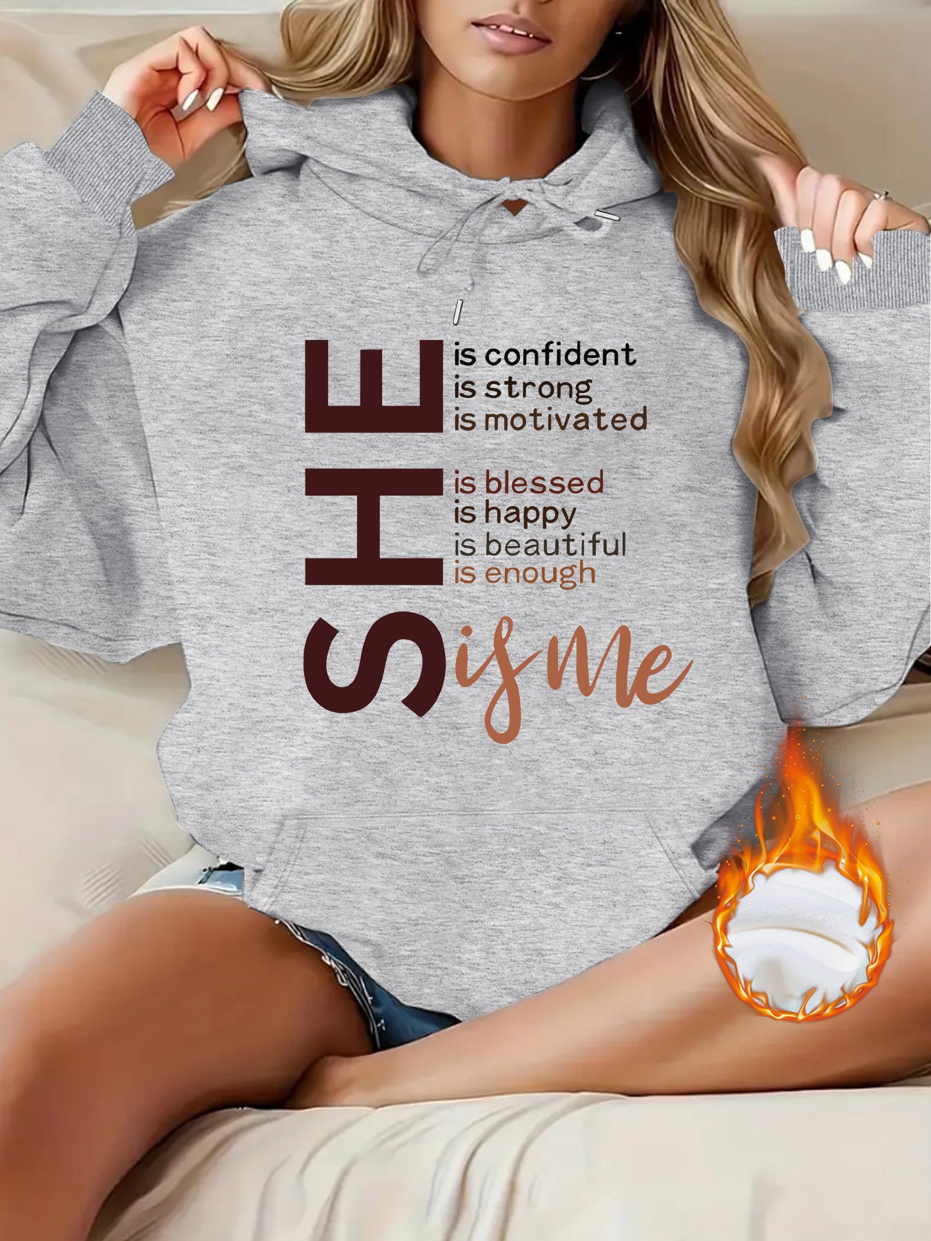 She Affirmations for Teen Girls  and Women Top hoodie letter pattern “Hype Yourself Up” Type of Hoodie
