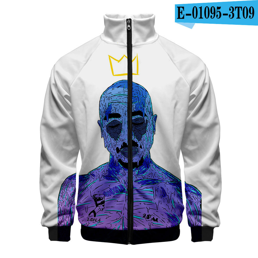 Zipper sweater  2PAC peripheral 3D color printed casual stand up collar sweatshirt Tupac 2PAC Tupac Zipper Hoodie – 3D Printed Casual Sweatshirt with Stand Collar & Hood