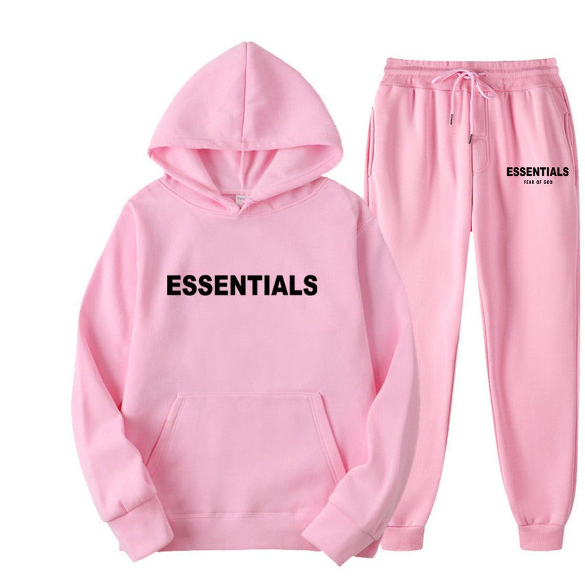 TikTok Viral Essentials-Style Hoodie Set – Oversized Streetwear Sweatsuit for Men & Women | High-Quality Pullover + Sweatpants Tracksuit ESSENTIALS couple suit sweatshirt men and women double line high street fashion brand autumn and winter two-piece suit