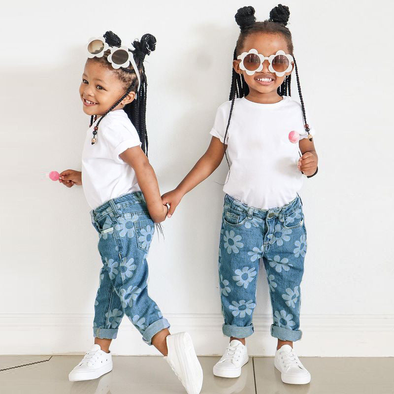 Mighty Lifestyle Kids Jeans | Children Wear New European And American Foreign Trade Girls' Jeans Ins Style Children's Wear Fashion Printed Denim Long