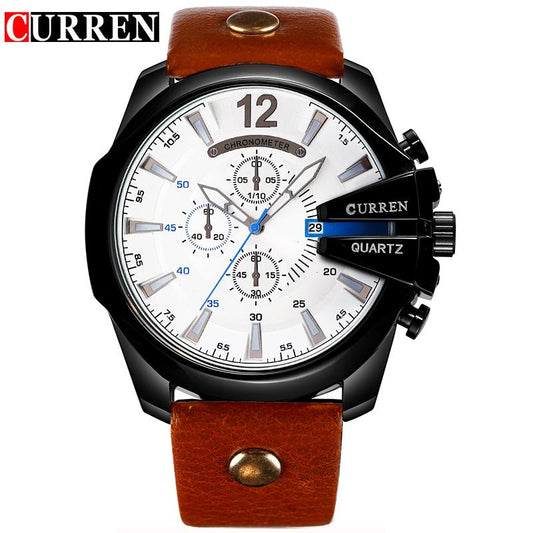 CURREN Men Quartz Watches | CURREN Men’s Luxury Quartz Watch – Leather Band Chronograph Style Wristwatch, Waterproof Fashion Timepiece for Casual & Business Wear