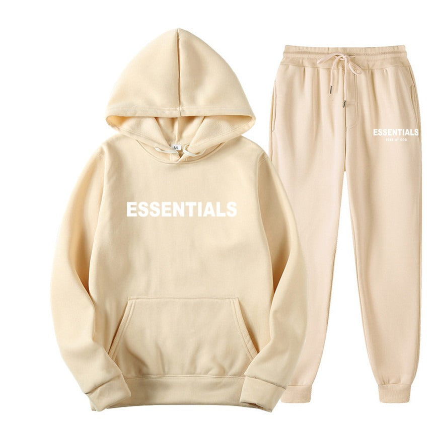 TikTok Viral Essentials-Style Hoodie Set – Oversized Streetwear Sweatsuit for Men & Women | High-Quality Pullover + Sweatpants Tracksuit ESSENTIALS couple suit sweatshirt men and women double line high street fashion brand autumn and winter two-piece suit