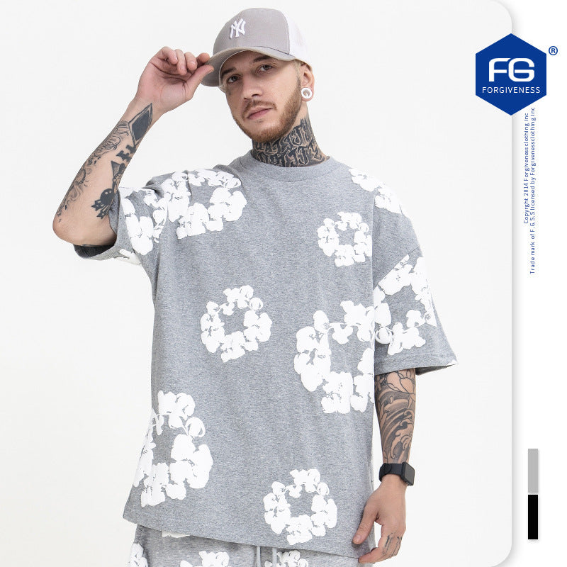TikTok Viral Men’s Foaming Floral Print T-Shirt – High Street Oversized Hip Hop Short Sleeve Top 
TikTok Viral Trendy Men's Foaming Full Print Floral Flower Shirt High Street Hip Hop Short Sleeve T-Shirt