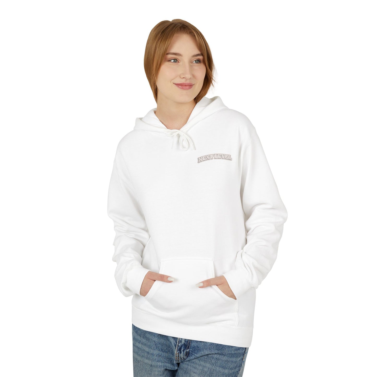 Majestic Vertical Text Hoodie — Minimal White Graphic Pullover Christian Hoodie Godly Hoodie Sports Hoodie Mighty Lifestyle Hoodie