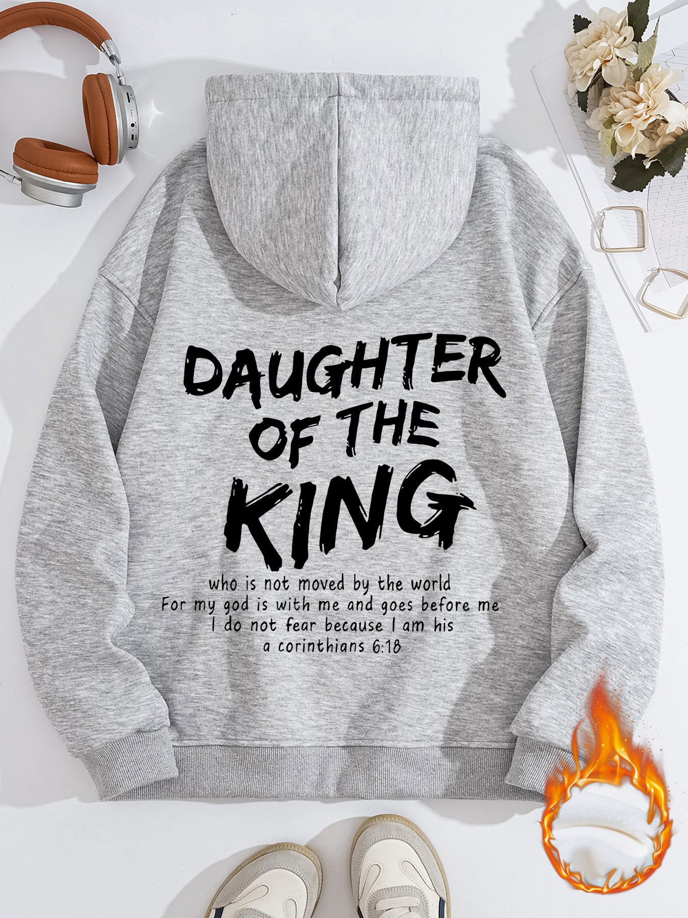 Daughter of the King Hoodie – Christian Women’s Fleece Sweatshirt | Faith-Based Kangaroo Pocket Hoodie | Inspirational Jesus Faith  Hoodie Daughter of the King Faith Based Kangaroo pocket hooded long sleeved fleece hoodie top