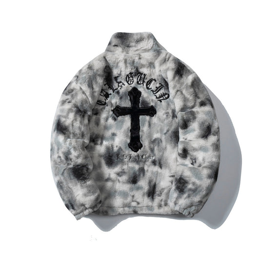 Cross Embroidered Faith Jacket – Premium Retro Christian Zip-Up Coat Cross Embroidered Cotton Coat Faith Based Christian Coat