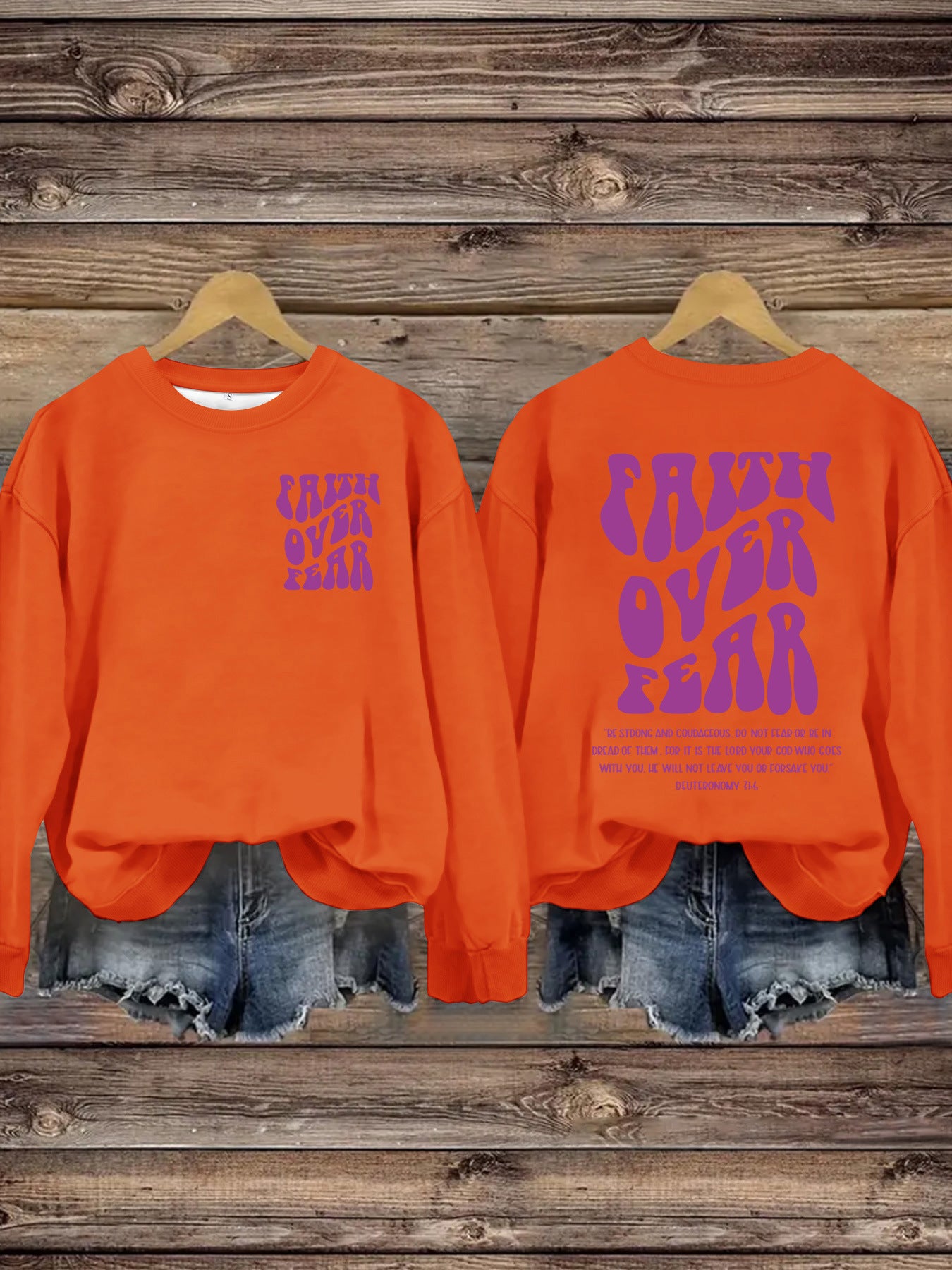 FAITH OVER FEAR Hoodie Long Sleeve Shirt – Christian Graphic Sweatshirt for Women | Faith-Based Comfort Top | Inspirational Jesus Apparel
FAITH OVER FEAR Printed Casual Round Neck Long Sleeve Hoodie Faith Based Shirt