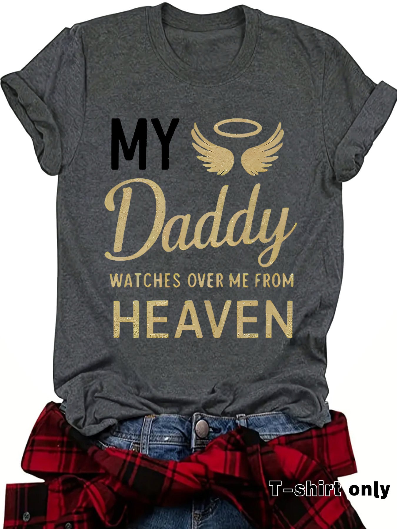 T-shirt print MY Daddy HEAVEN Memorial Shirt for Father Gone but Not Forgotten Shirt