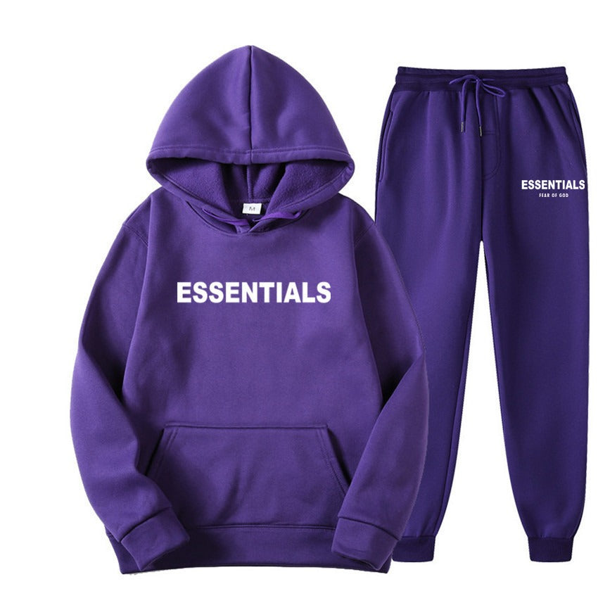 TikTok Viral Essentials-Style Hoodie Set – Oversized Streetwear Sweatsuit for Men & Women | High-Quality Pullover + Sweatpants Tracksuit ESSENTIALS couple suit sweatshirt men and women double line high street fashion brand autumn and winter two-piece suit