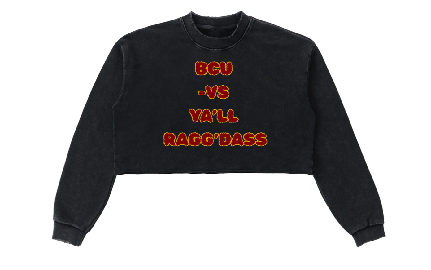 BCU Halter Sweater Bethune Cookman Sweater Snow Washed Raw Edge Cropped Sweatshirt | RAGG’DASS