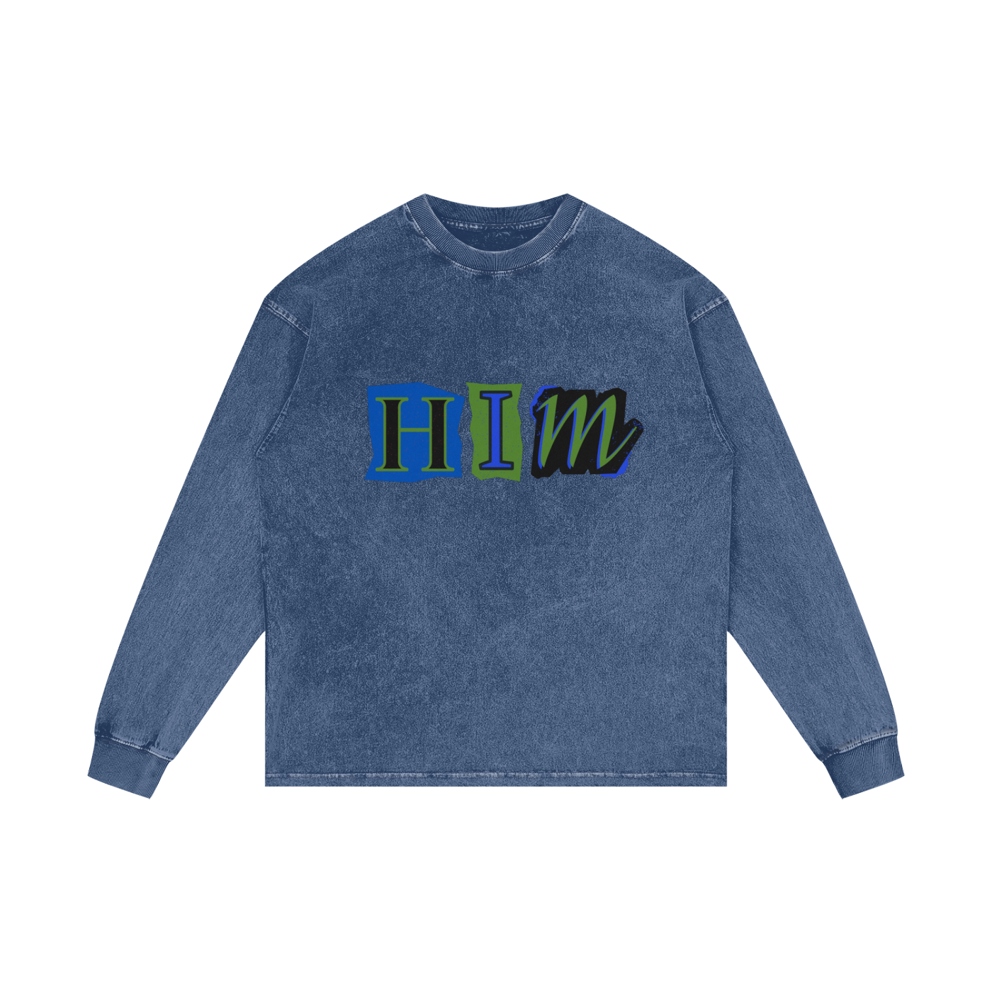 HIM Acid Wash Oversize Long Sleeve T-Shirt