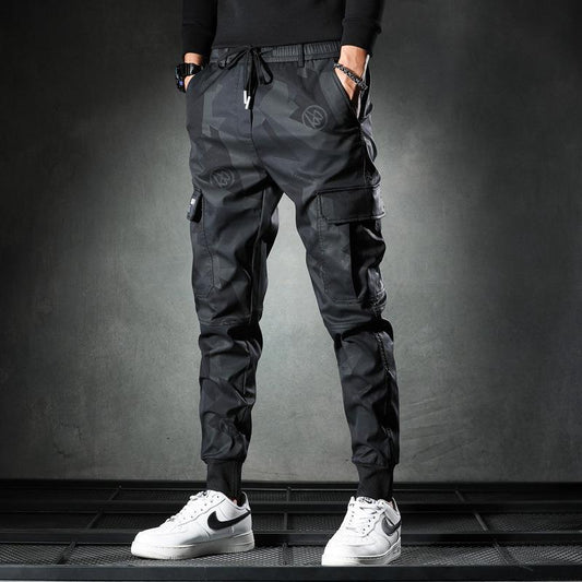 Men’s thin camouflage casual pants men's fashion brand 2021 new slim-fit elastic waist corset cargo long pants