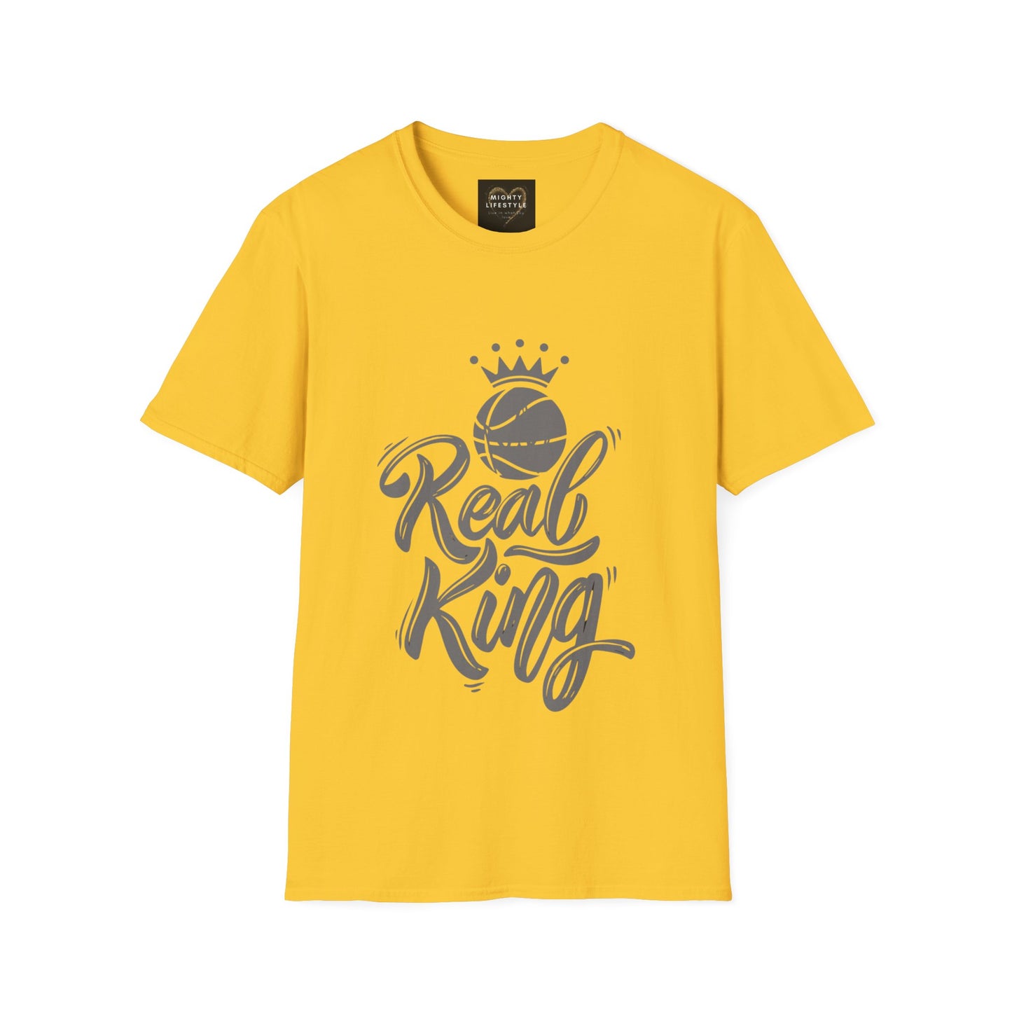 Real King (White) Shirt  | Basketball Shirt | Sports Shirt | Baller Shirt | Mighty Lifestyle |  Softstyle T-Shirt