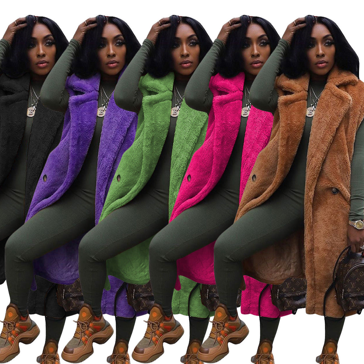 Women’s Plush Longline Teddy Vest – Viral TikTok Soft-Life Sleeveless Fleece Cardigan Jacket for Romantic Outings, Sports Games, HBCU Events & Cute Fall Dates