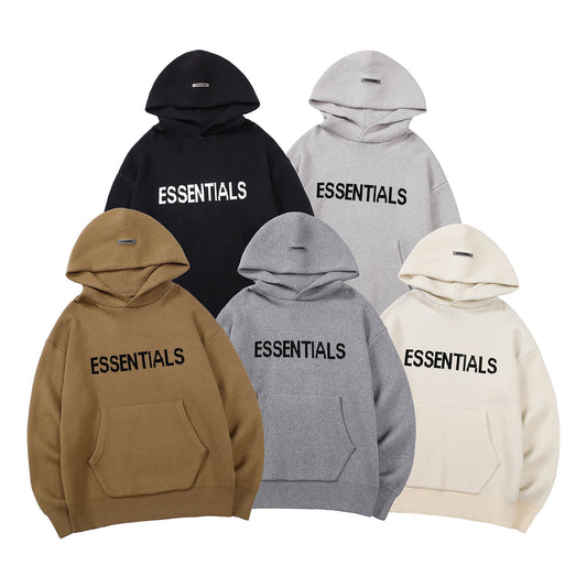 Essential style hooded pullover hoodie sweater plus pile