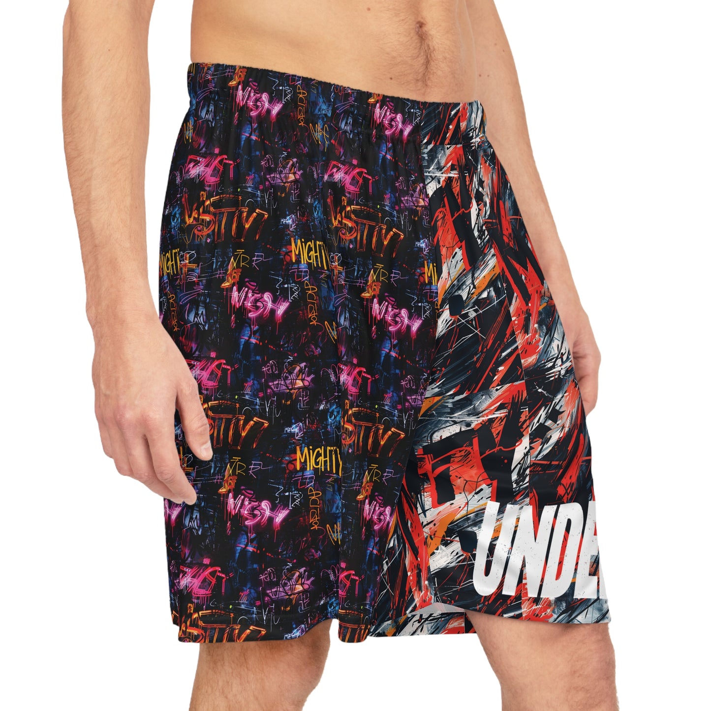 Underdog Graffiti Basketball Shorts – Buckets Only Streetball Athletic Shorts for AAU, Travel Ball & Summer League | Lightweight Performance Shorts for Gym Runs & Blacktop Games