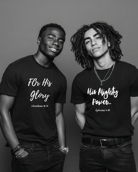 ML - For His Glory - Faith-Inspired Short Sleeve Tee, Christian T-Shirt, Gift for Believers, Bible Verse Apparel, Inspirational Shirt