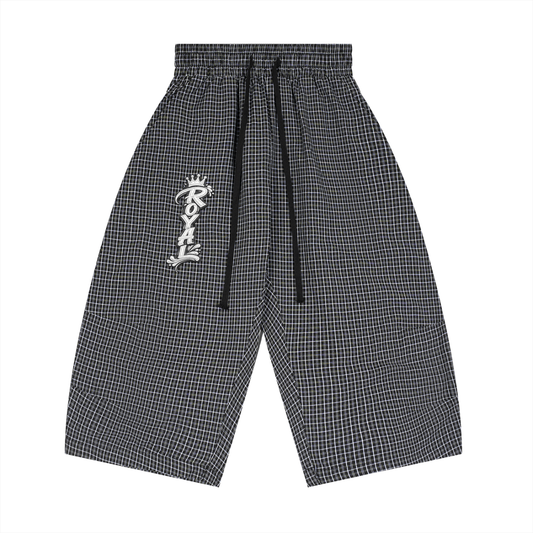 Royal Unisex Plaid Loose Capri Shorts