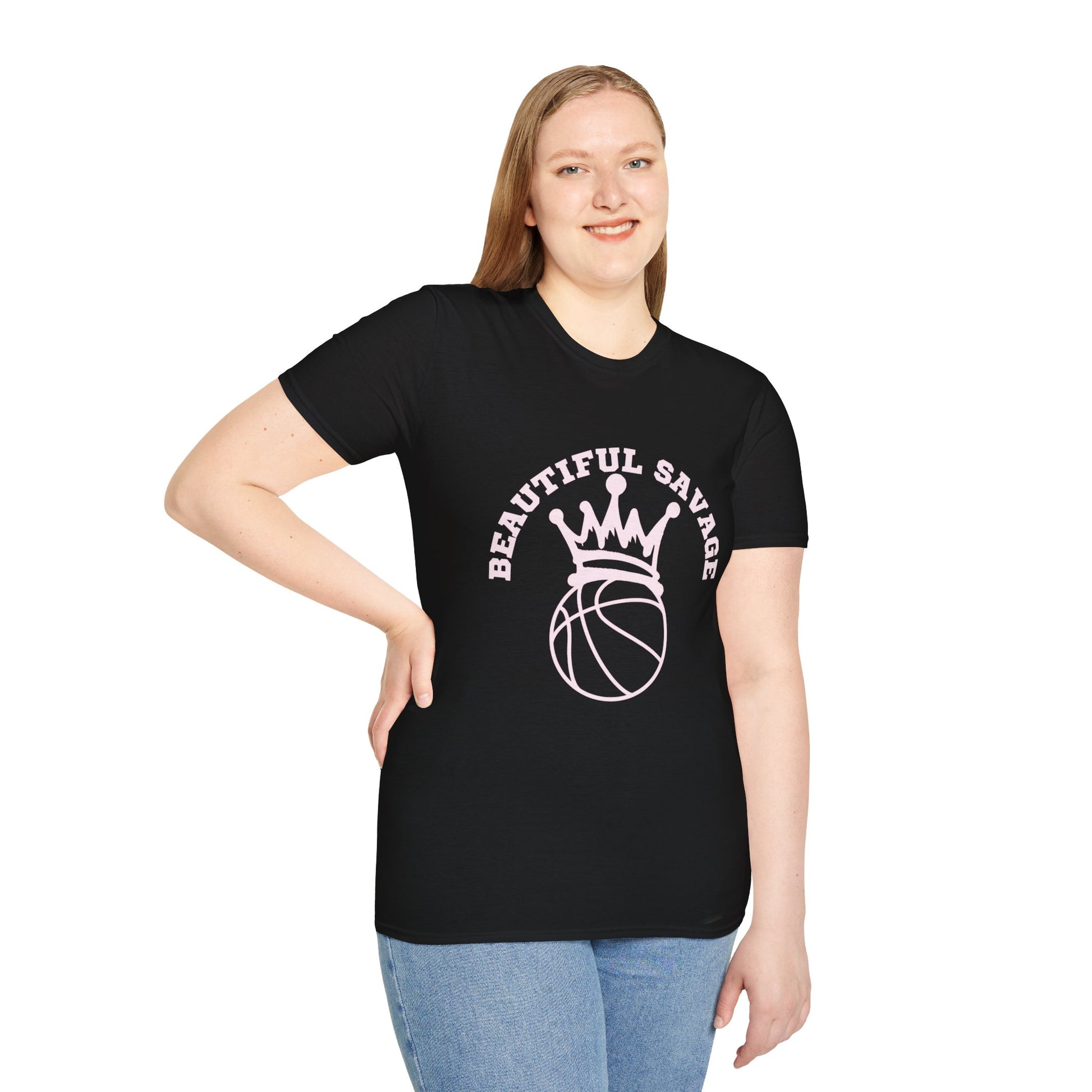 Beautiful Savage | Travel Basketball| AAU Basketball | Basketball Shirt |Basketball Mom| Basketball Dad | Unisex Basketball Shirt | Sports Shirt | Baller Shirt | Mighty Lifestyle | Softstyle T-Shirt - Mighty Lifestyle