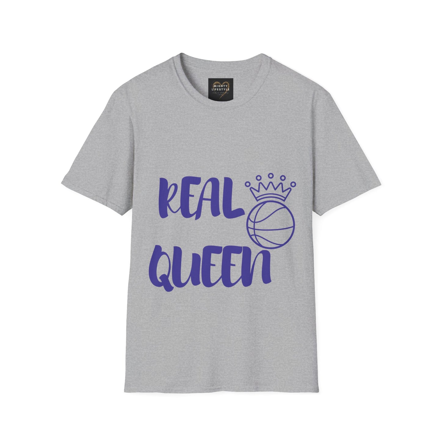 Real Queen Purple Font  | Basketball Shirt | Sports Shirt | Baller Shirt | Mighty Lifestyle |  Softstyle T-Shirt